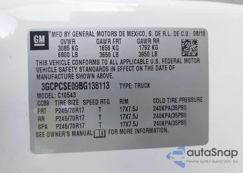 2011 Chevrolet Silverado 1500 Lt from USA, damaged, VIN 3GCPCSE09BG138113